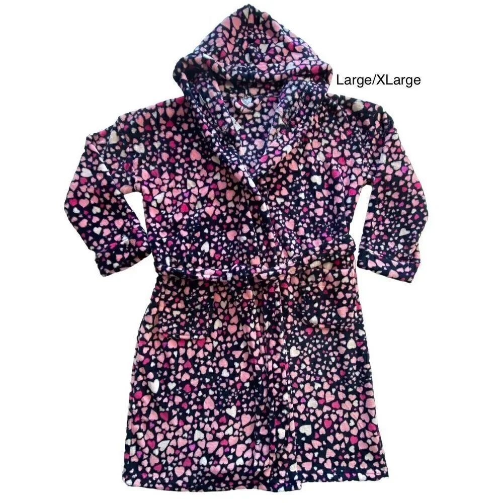 VERA BRADLEY L/XL Fleece Hooded Robe in LOVE YOU LOTS NAVY